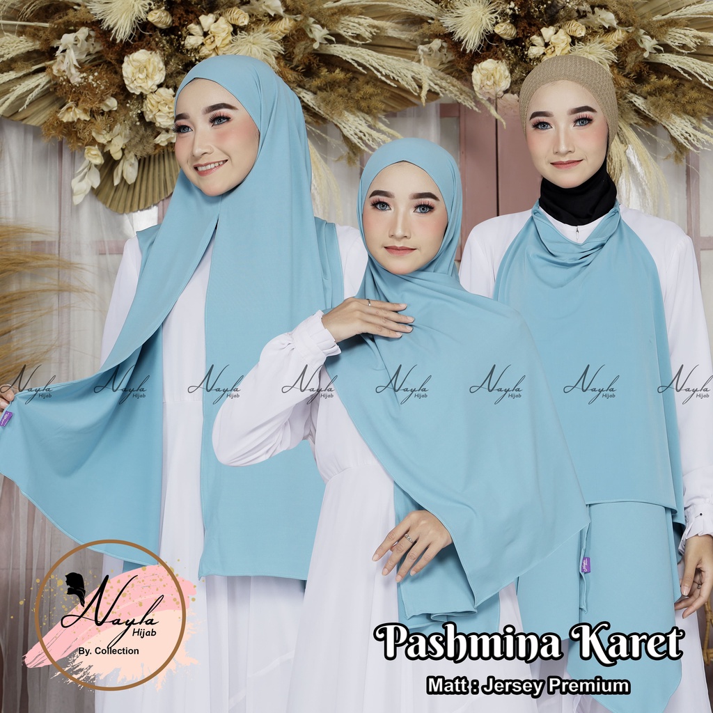 Pashmina Instan Karet Jersey Premium Hijab Instan Jersey Tali Karet Kerudung Pashmina Karet Nayla Hija'b