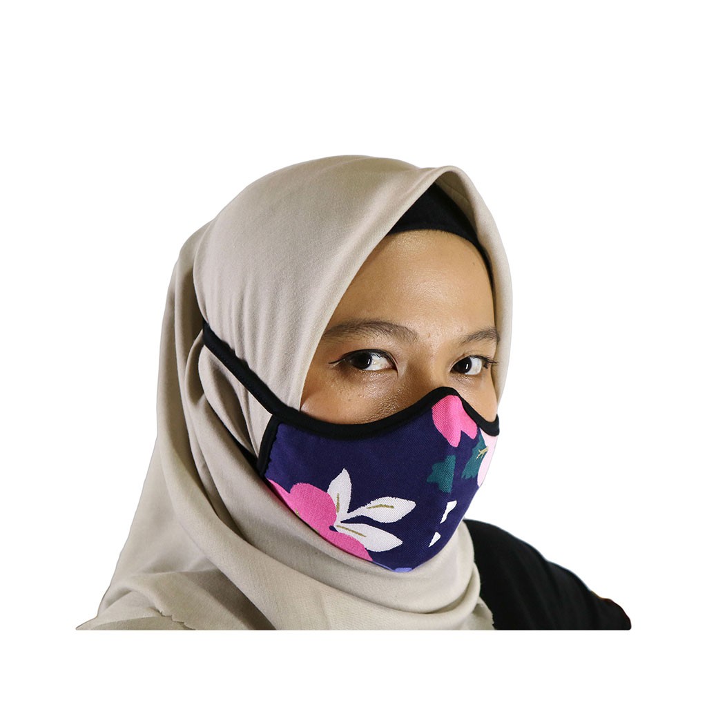 Masker Kain Wanita Hijab Kerudung Headloop Motif 1