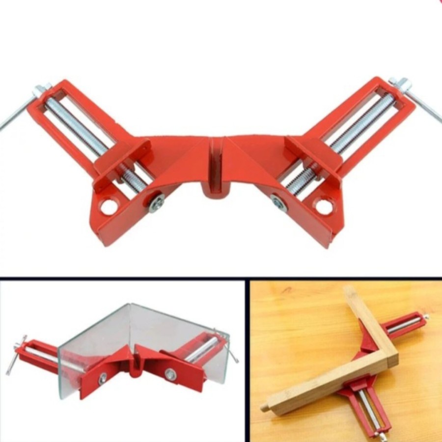 Corner clamp aluminium merah klem sudut klem siku 90 derajat