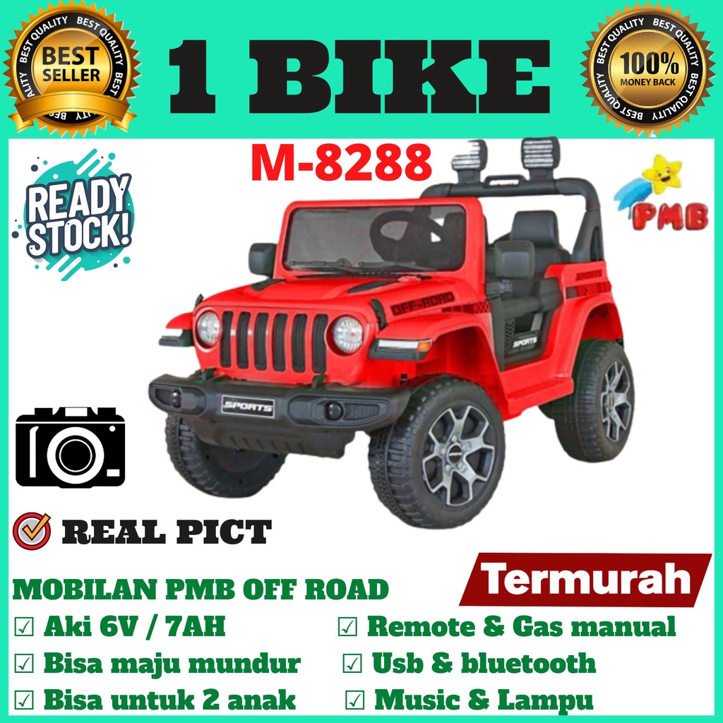 Mobil Aki Anak PMB M8288 Jeep Rubicon Off Road Remote, mobil remote, mobilan anak, mobilan mainan, mainan anak, mobilan murah