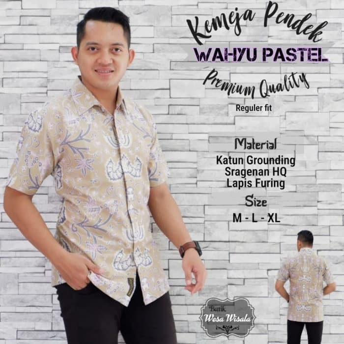 Baju Batik Pria | Wahyu Pastel Pendek | Batik Wesa Wisala