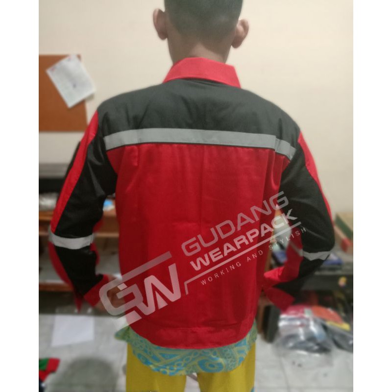 Gudang Wearpack - Baju Kerja Seragam Proyek Warna Merah Hitam