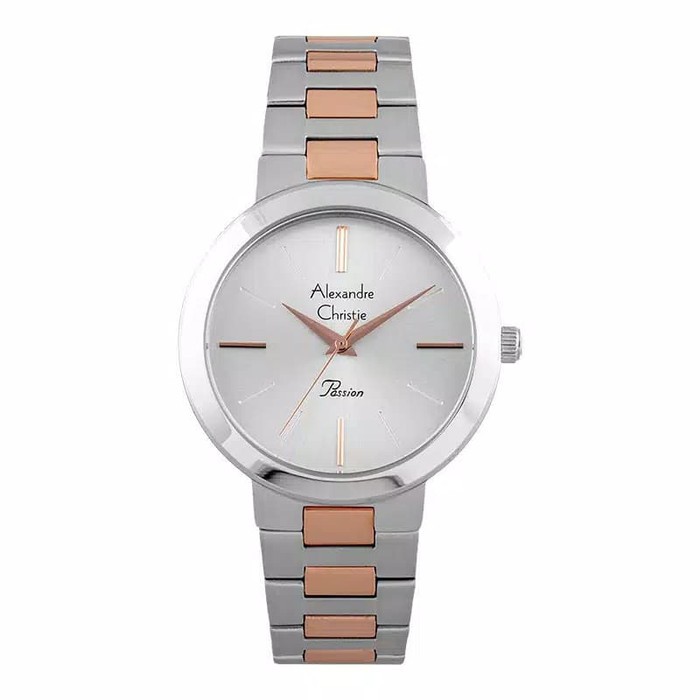 Alexandre Christie AC 2838 LH Ladies Silver Dial Dual Tone Stainless