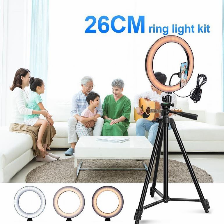 Ringlight 26cm + Tripod 3120 / Paket Lampu Ringlight 26cm TRIPOD RINGLIGHT
