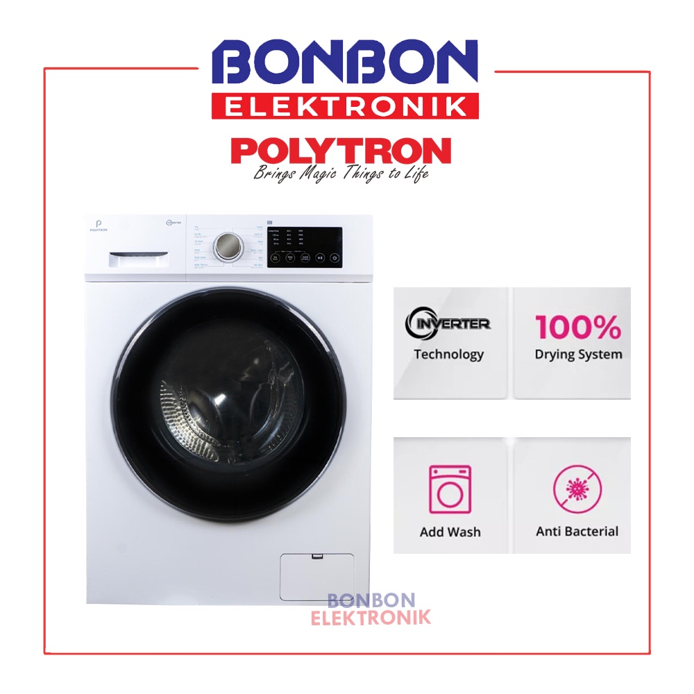 Polytron Mesin Cuci Front Loading 11KG/7KG Dryer PFL 1105 Inverter