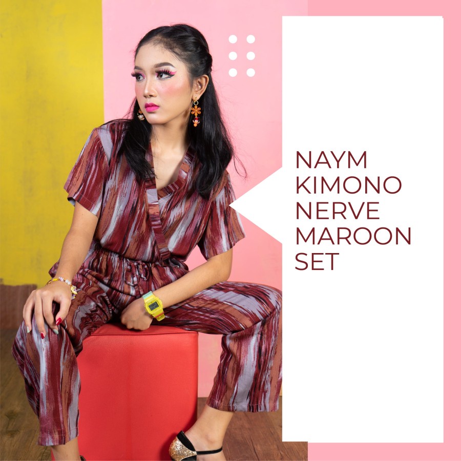 NAYM KIMONO NERVE MAROON SET