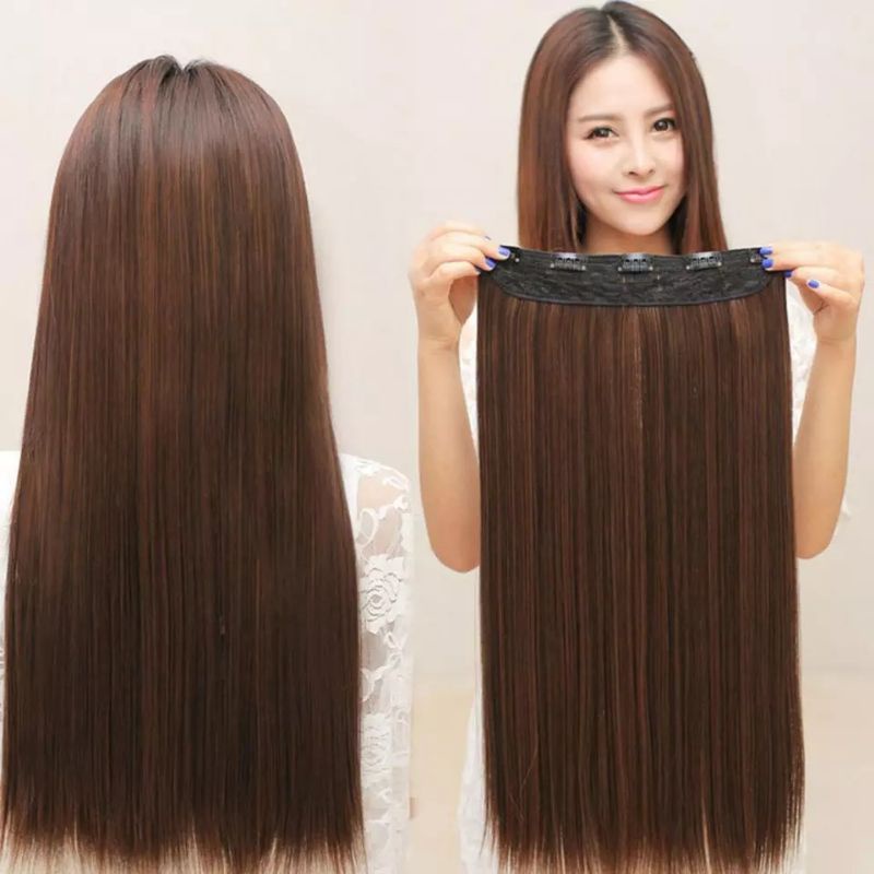 HALF WIG LURUS DAILY NATURAL BIG LAYER HAIR CLIP STRAIGHT HAIR EXTENSION RAMBUT PALSU RAMBUT SAMBUNG