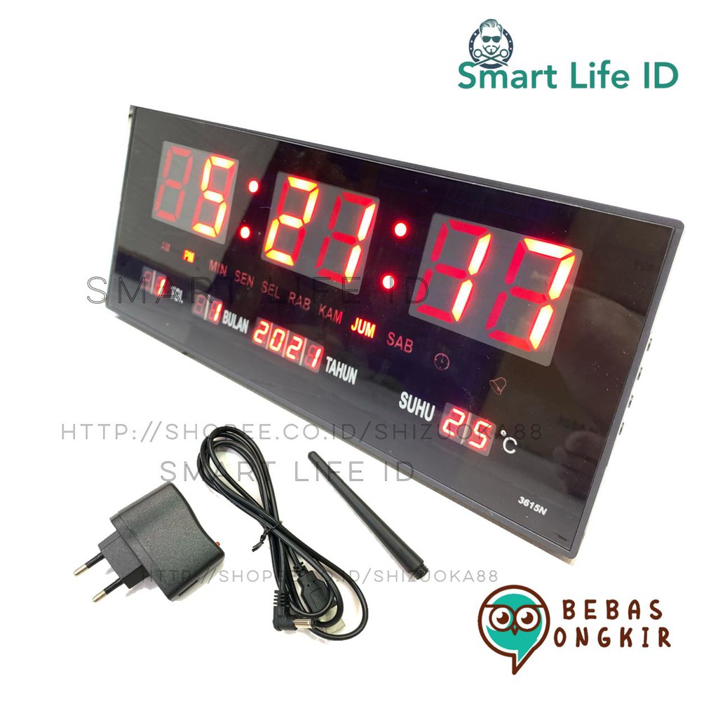 Jam Dinding LED Digital Alarm Clock Jam Meja Dekorasi Hiasan Dinding Rumah XY 3615 Merah