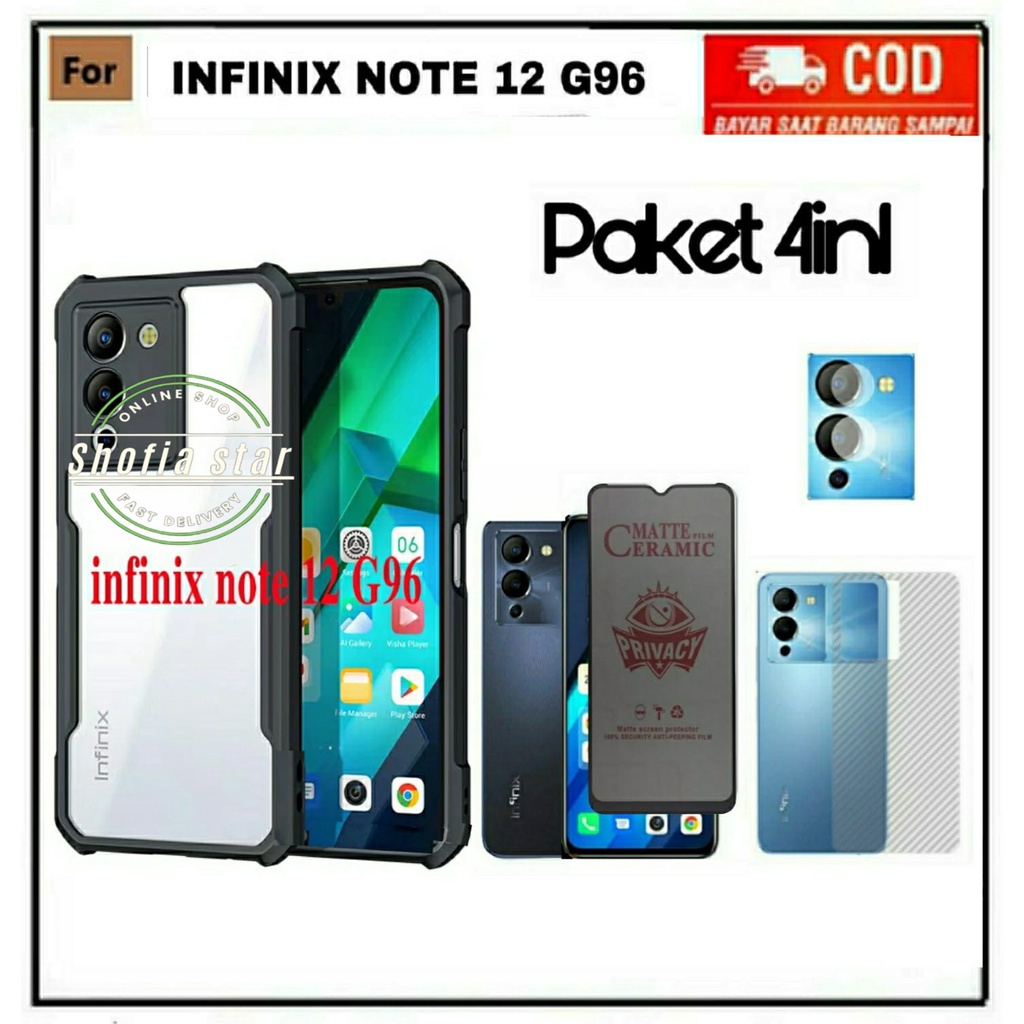 4IN1 CASE INFINIX NOTE 12 G96 NOTE 12 VIP HOT 12i HOT 12 SOFTCASE SHOCKPROOF TRANSPARAN CAMERA PROTECT CASING