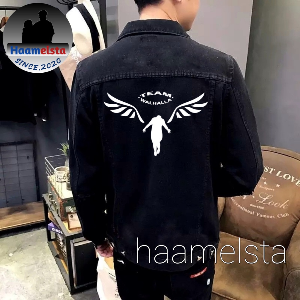 1Jaket Jeans Denim Black Zoman dengan Style Sablon Jepang|Jaket Denim Valhalla|Jaket Tokyo Ravengers-6