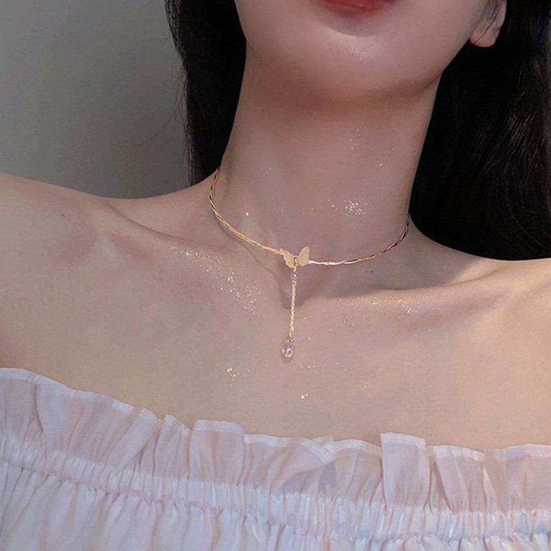 [ACKER] Kalung Choker Berbentuk Kupu-kupu Gaya Korea Untuk Wanita