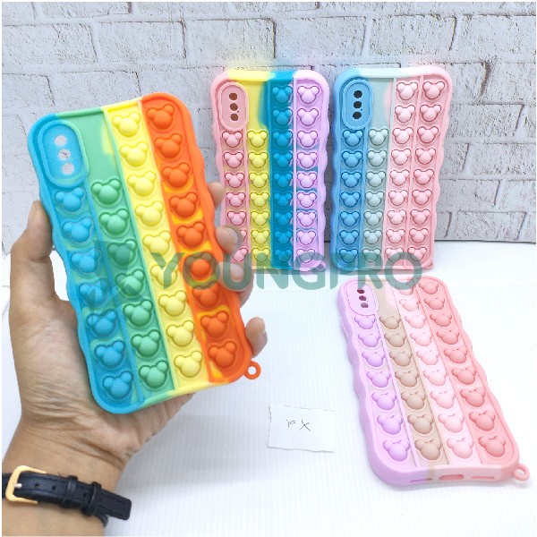 Silicone Case Pop It IPhone X - Case Penghilang Stress Rainbow