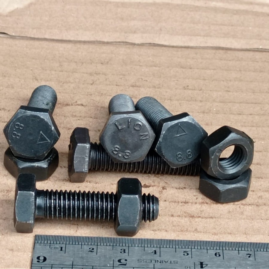 BAUT BAJA HTB 8.8 M10 X 40 / BAUT BAJA M10 X 40 HITAM / BAUT M10X40 BAJA / BAUT 17 KUNCI 17 FULL DRA