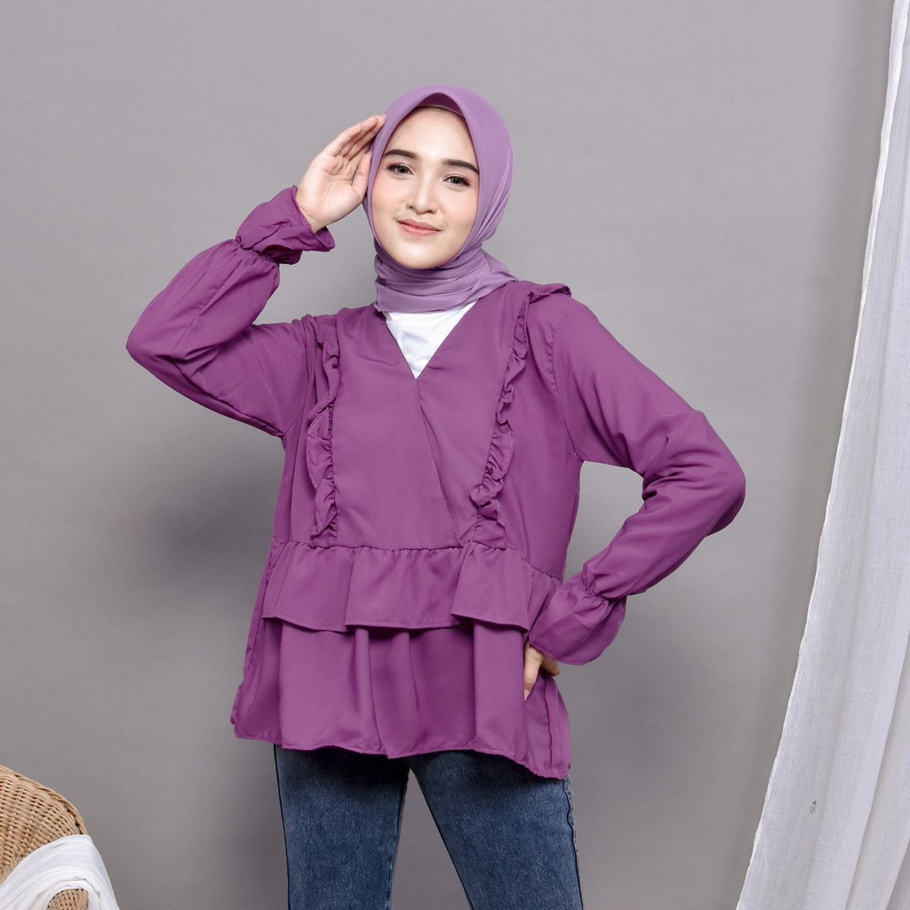 Yuna Blouse - Blus Rempel Polos Korea