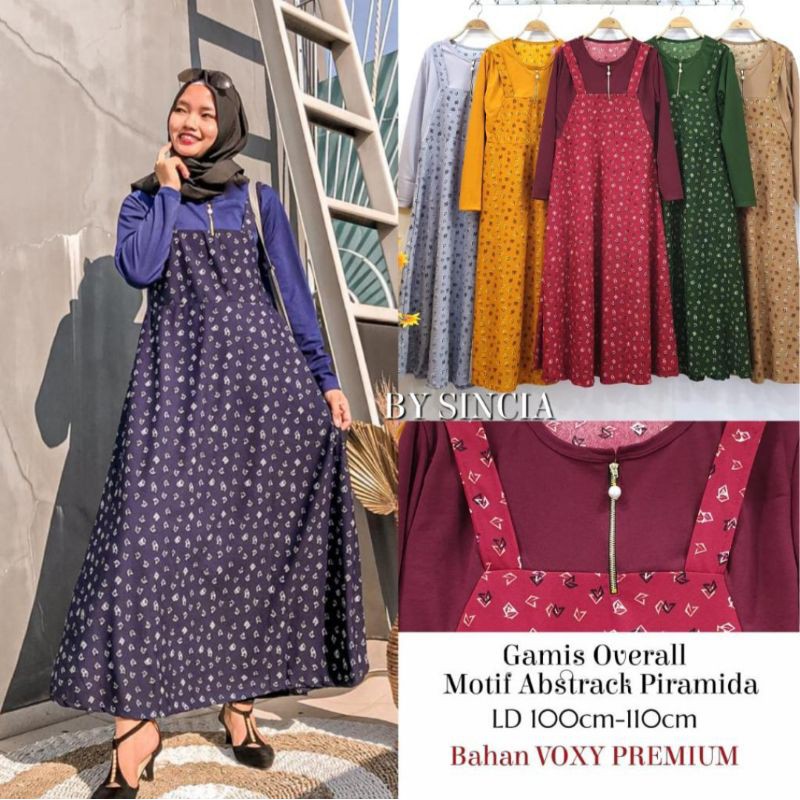 [Fashion Muslim] Gamis OVERALL voxy premium | motif | salur | piramida | daun | bintang