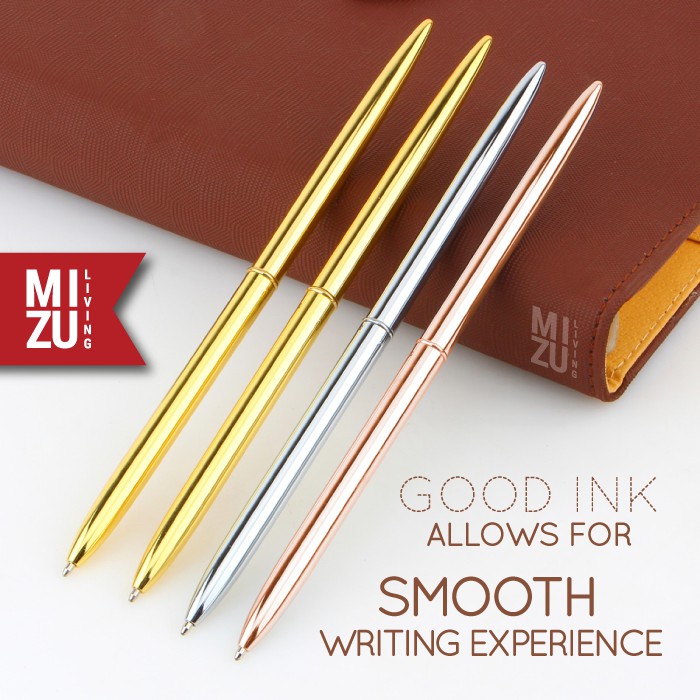 SUBLIMELY GOLDEN SLIM GOLD PEN Twist Refillable Black Ink Tinta Hitam Ballpoint Pena Emas Kurus-5