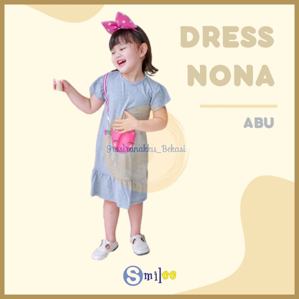 Dress Anak Smilee Nona Abu Love size 1-5Tahun