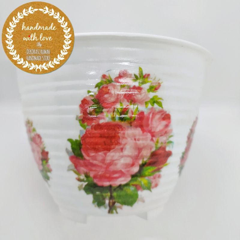 Pot Bunga Tawon Plastik uk 20 Gambar Decoupage Art Deco Unik
