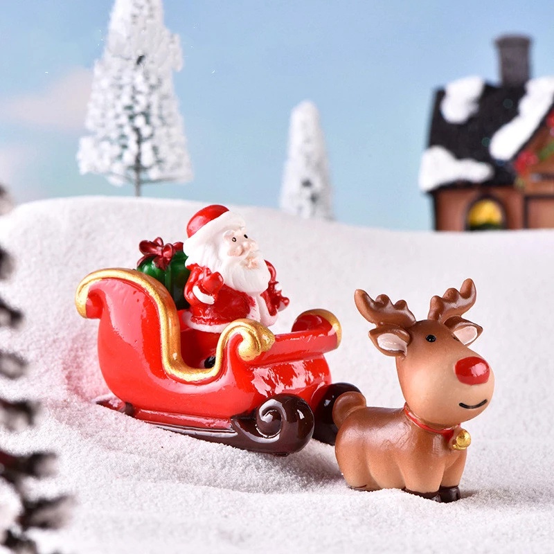 1pc Ornamen Miniatur Santa Claus Elk Snowman Untuk Dekorasi Natal