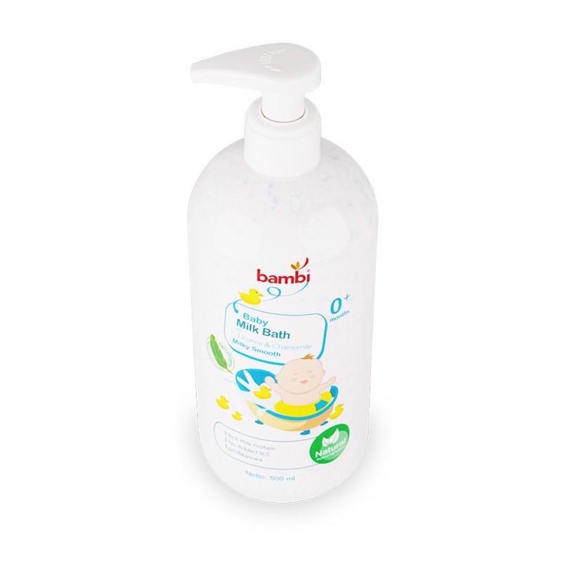 Bambi baby milk bath pump 500ml - sabun bayi