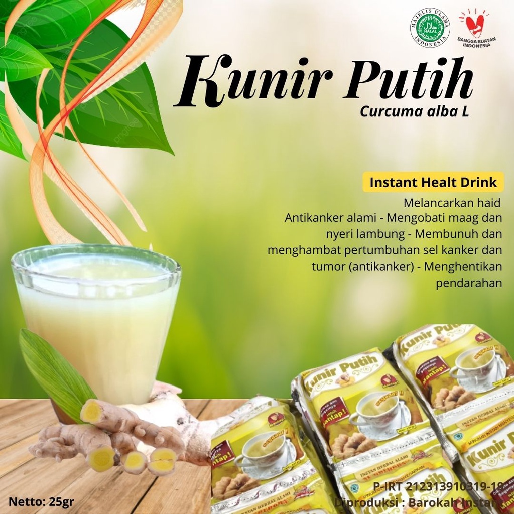 

ORIGINAL Kunir Putih Al Ghuroba Instant | Minuman Instant untuk Nyeri Lambung & Mencegah Kanker