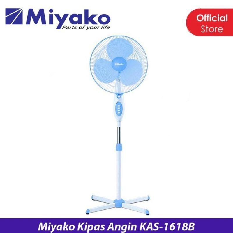 Miyako Stand Fan Kipas Angin Berdiri KAS 1618B 1618 B BESI Kaki silang 16 inch 16&quot; SNI bukan seri PL