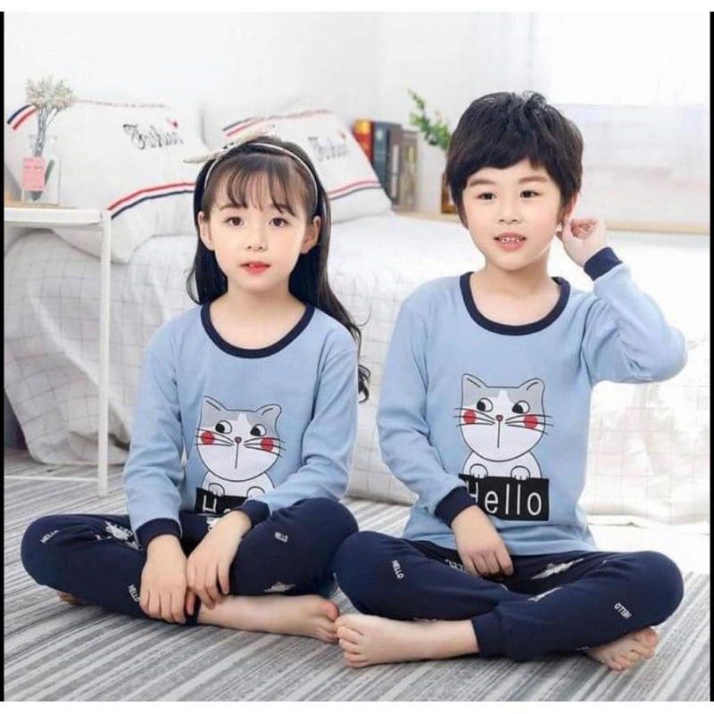 Baju Tidur Anak /Setelan Anak Couple Celana Panjang /Piyama Set Anak laki laki perempuan