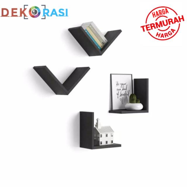 Rak dinding buku model v / rak buku