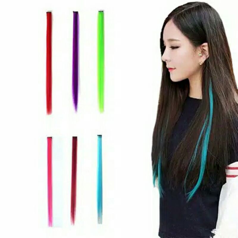 Individual hair clip / single hair clip / warna warni / rambut palsu / jepit rambut warna / pewarna