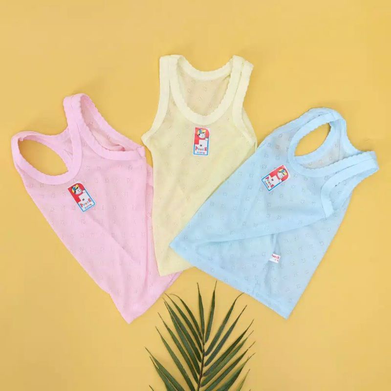 (6PCS) WARNA SUDAH MIX SINGLET ANAK POWER KIDS WARNA SIZE S - 6L
