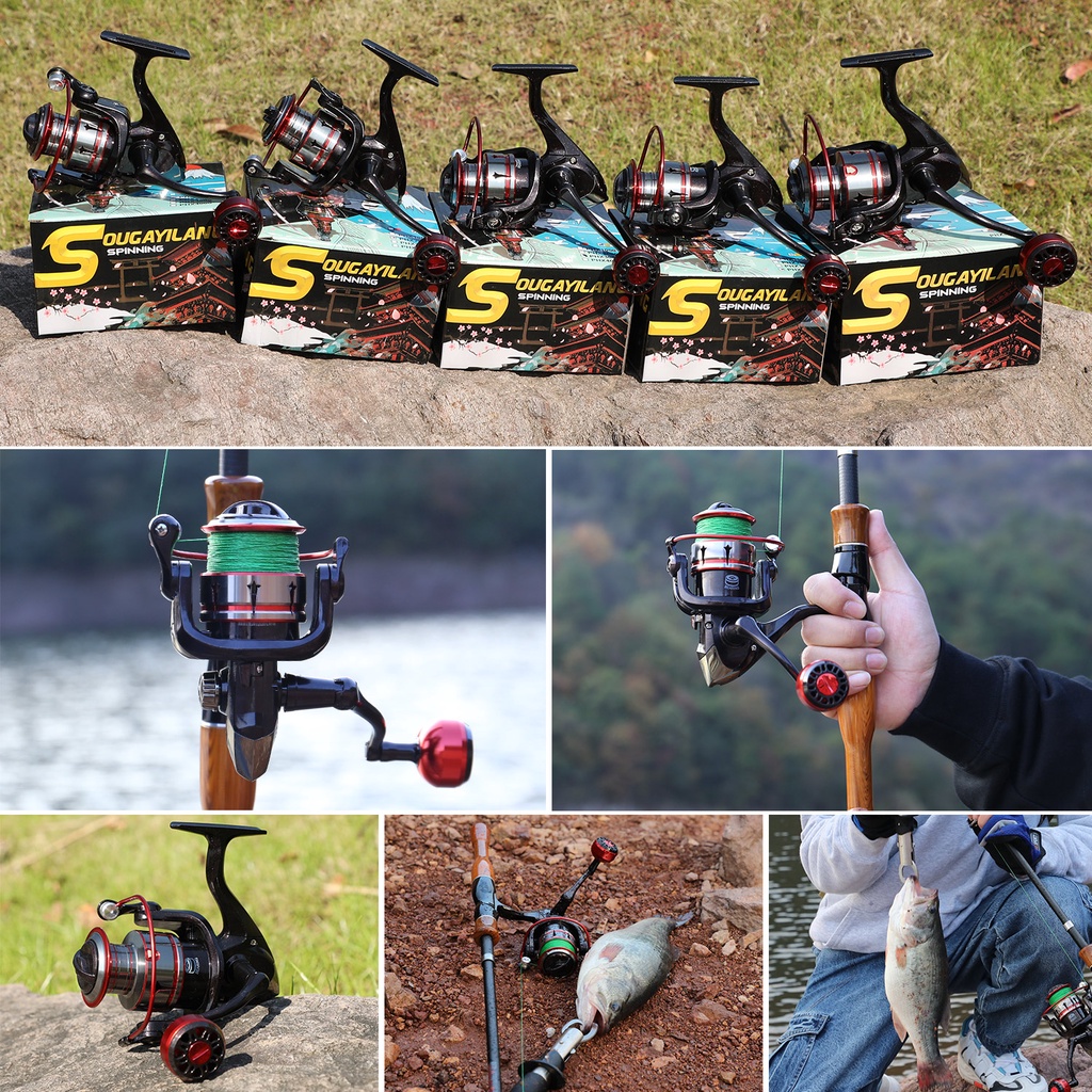 Reel Pancing Max Drag 12lb Rasio 5.2: 1 Gagang Metal Untuk Memancing Di Air Tawar Fishing Reel