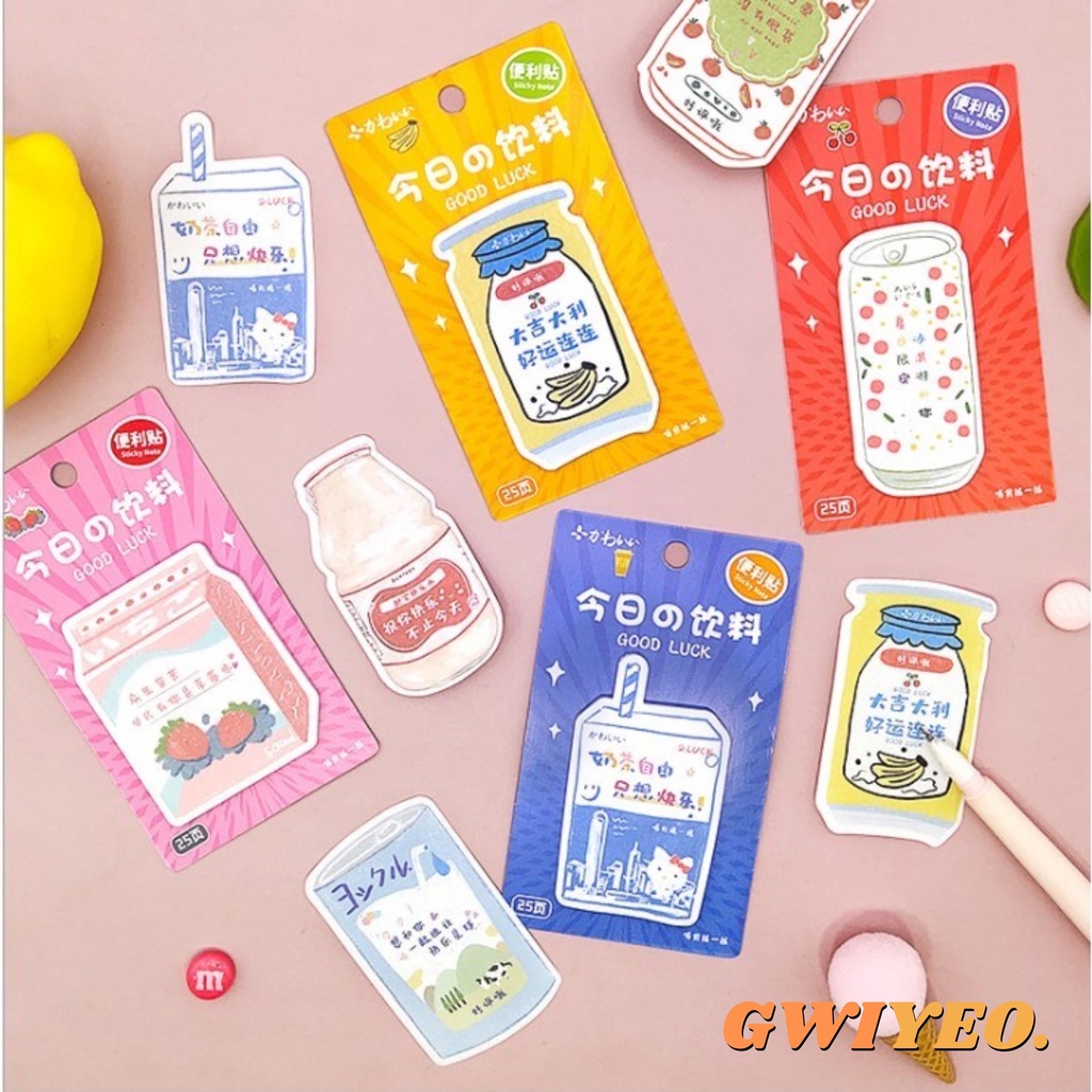 

Korean Drink Sticky Notes Memo Paper Cute Gwiyeo