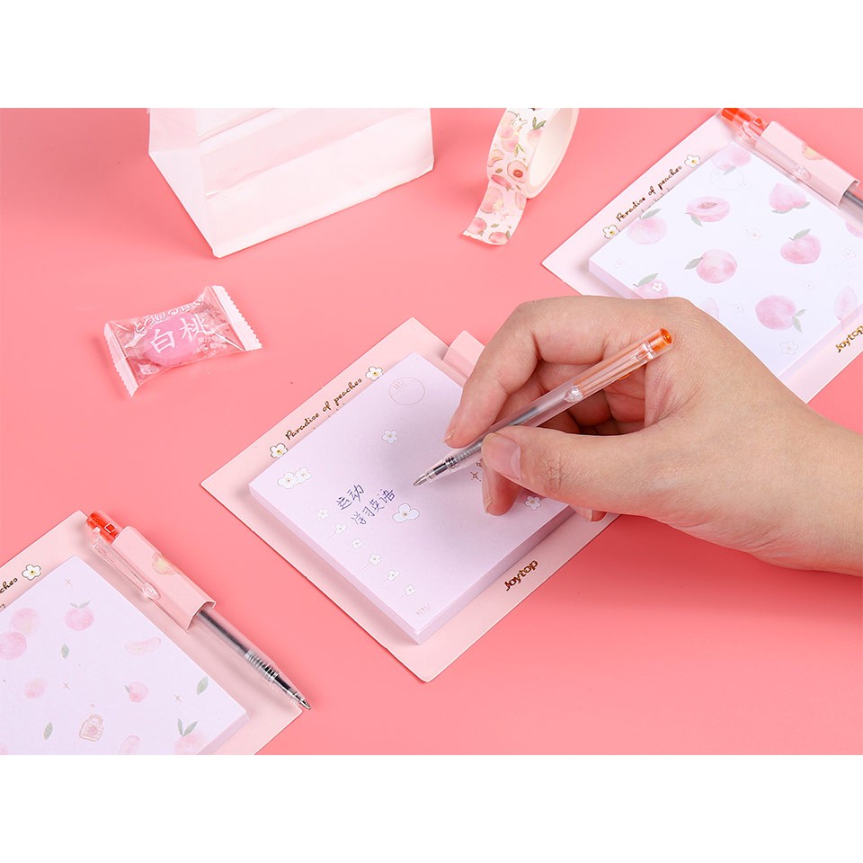 

Paradise of Peaches Memopad with Pen / Memo tema buah dengan pulpen