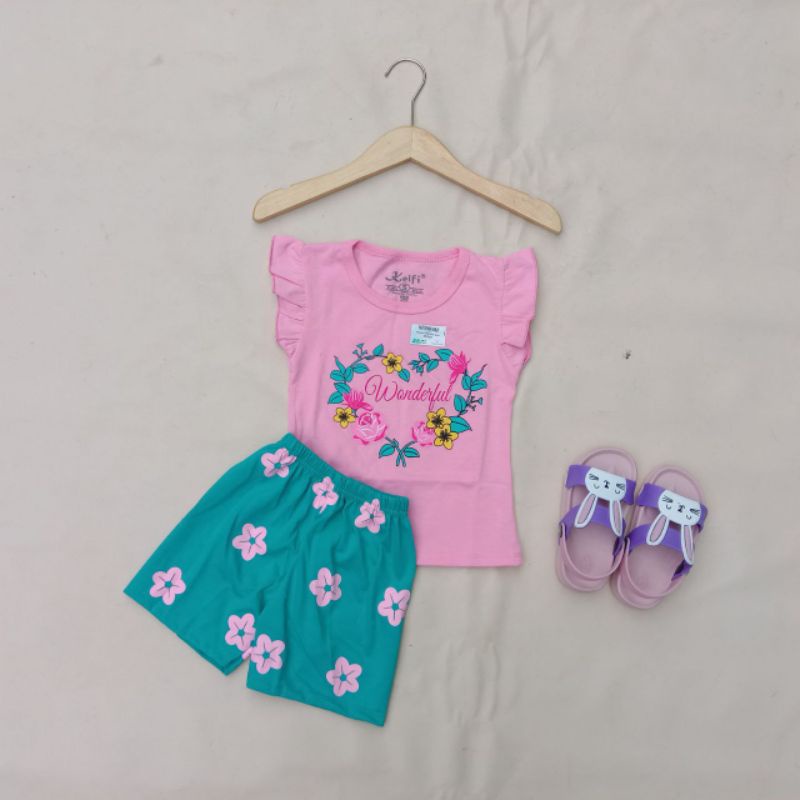 SETELAN ANAK CEWEK RUFFLE MURAH(BAJU+CELANA)