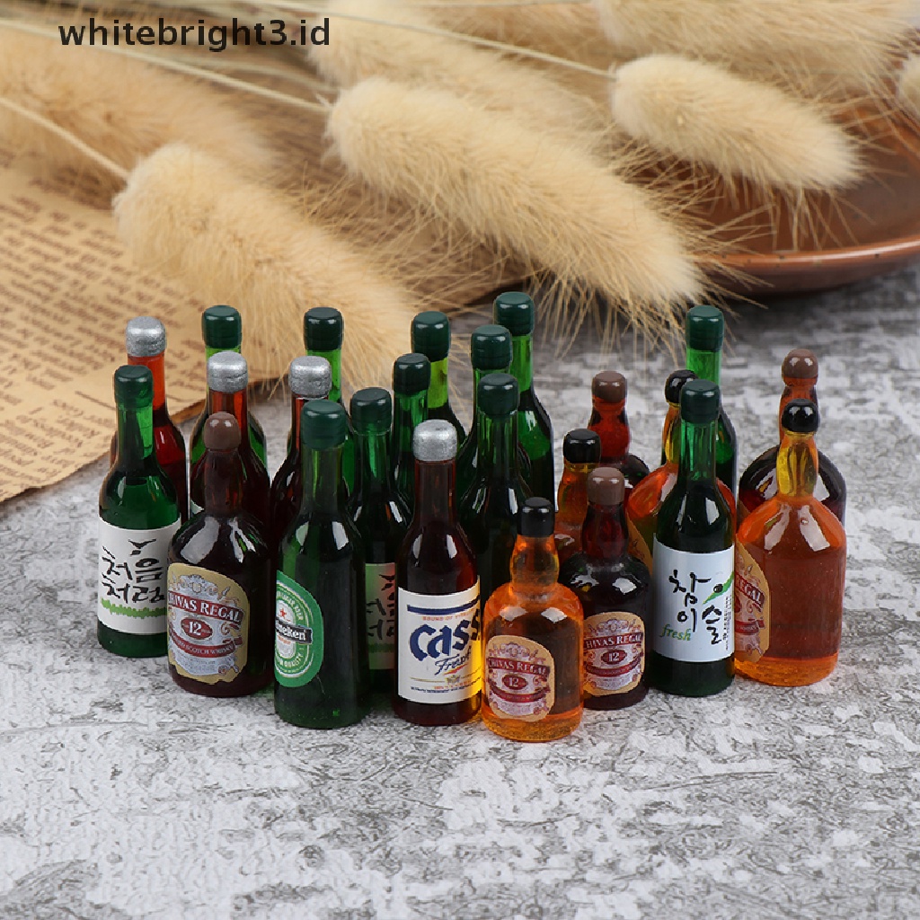 (whitebright3.id) 8pcs Miniatur Botol Wine Skala 1: 12 Untuk Dekorasi Rumah Boneka