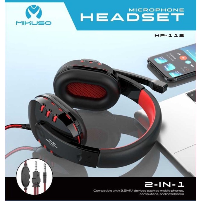 Headset Mikuso HP-118 Headphone Gaming Microphone