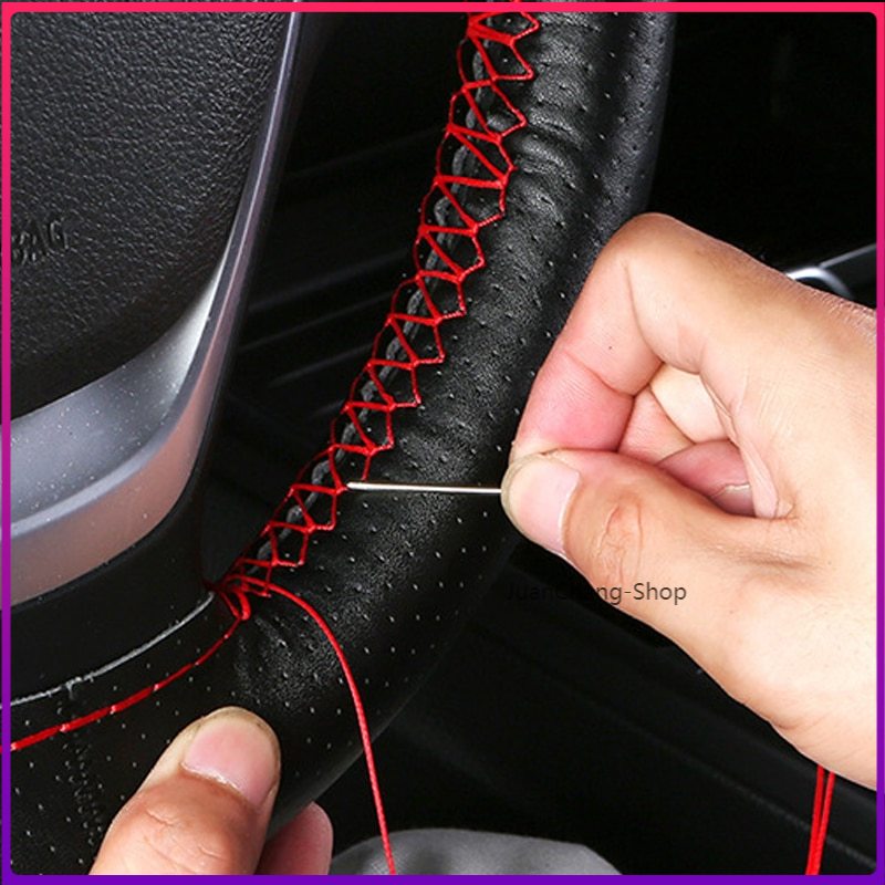 Steering Wheel Soft Auto Car Steering Wheel Cover Dengan Jarum Dan Benang Buatan Kulit Penutup Tekstur Styling Mobil