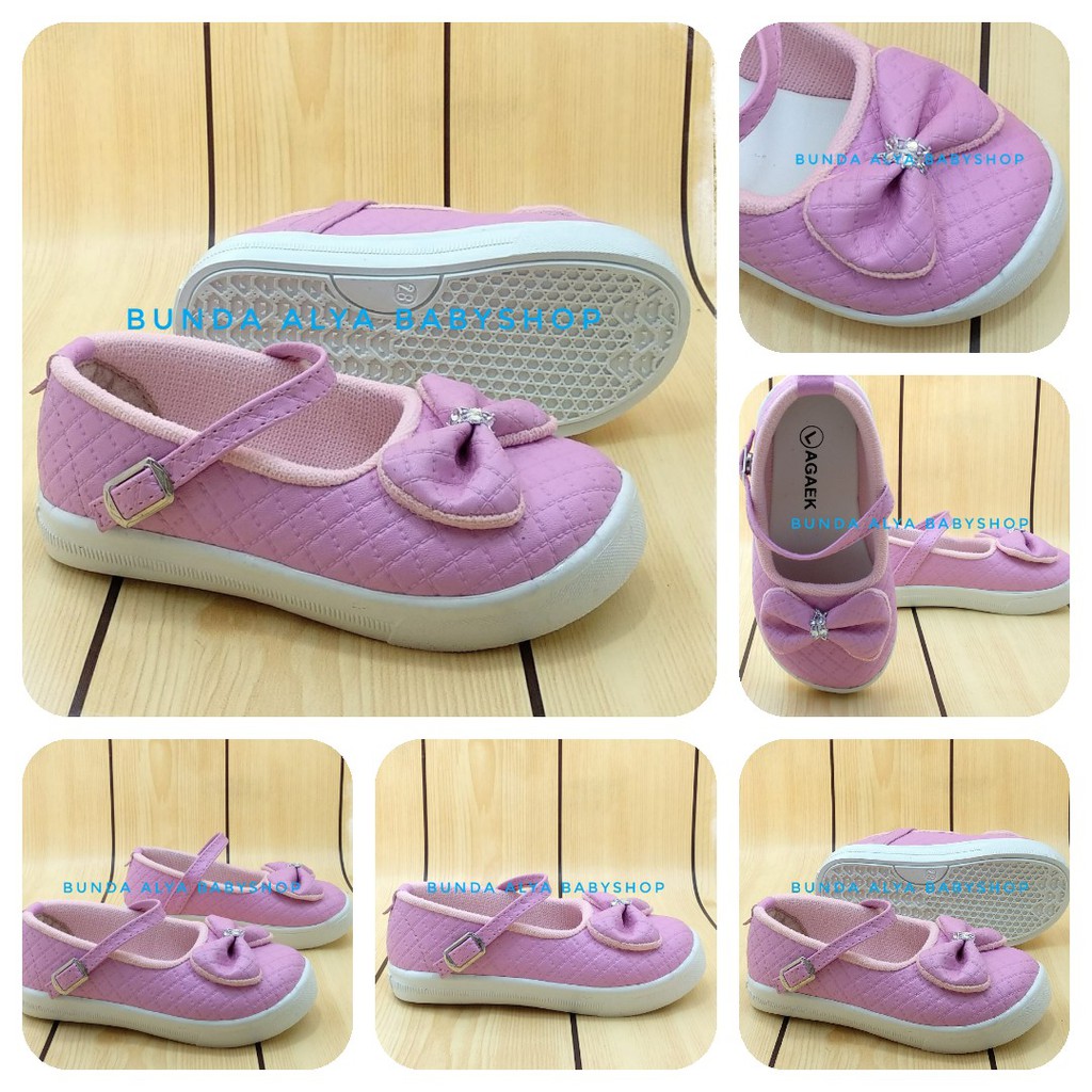 Sepatu Anak Perempuan Umur 4 Tahunan Pita - Sepatu Anak Cewek PINK Casual SALE Anti Licin Alas Karet size 29 - 30