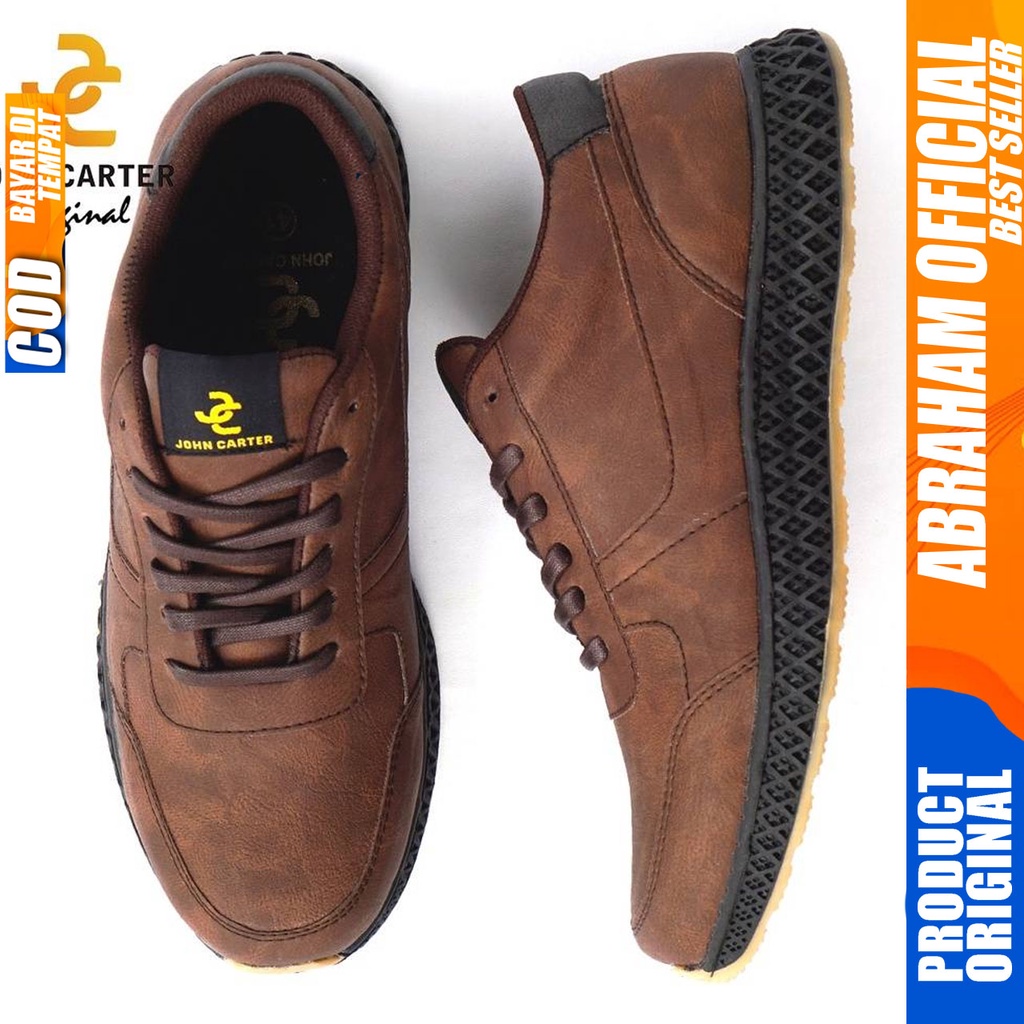 ABRHM x JHONS Sepatu Kasual Pria Sepatu Casual Pria Sneakers Ori Pria Cowok/Cowo kulit faux Sepatu Kerja Kantor Semi Formal Kuliah Kondangan Gaya keren Kekinian Murah Terlaris