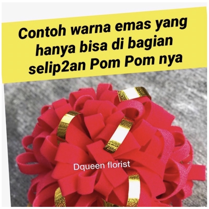 PAKET PITA  PERESMIAN  3 Pom Pom, 1 gunting dan 1 Nampan dgn Hiasan.(paket Sukses1).