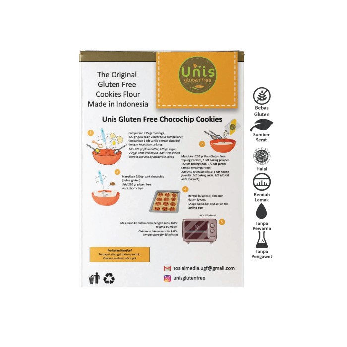 

cs01477 Unis Gluten Free, Tepung Cookies Kue Kering Bebas Gluten (500 Gram) Da01D100