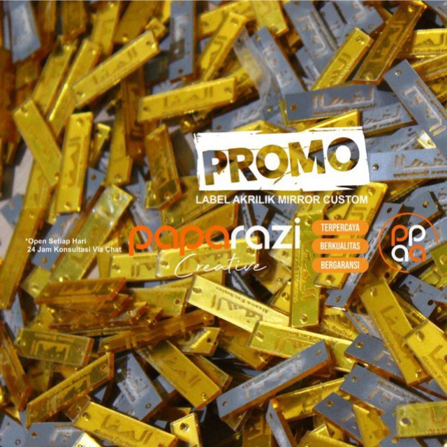 

BIG PROMO!!! 3.5 X 1 CM Label Rebranding Akrilik mirror Bebas Custom / Label Jilbab /label Kerudung