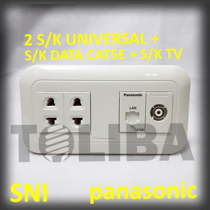 stop kontak tv + stopkontak data cat5e + 2 s/k universal panasonic sni