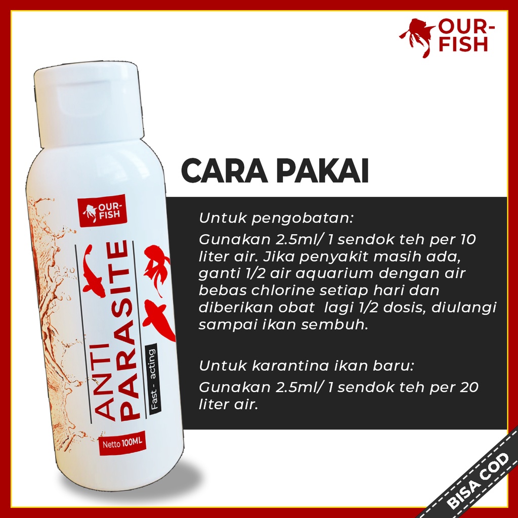 OURFISH - Obat Ikan Hias Anti Jamur Kutu Parasit Protozoa 100ML