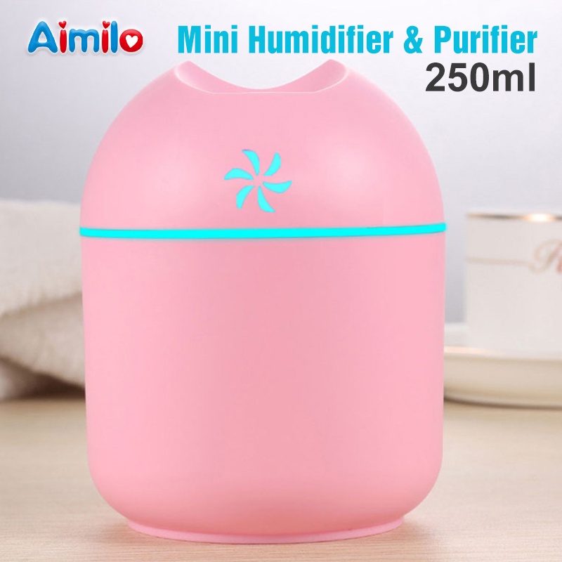 [Aimilo] Portable Humidifier Diffuser Mini Air Purifier USB Aromatherapy Essential Oil Difuser-250ml Mini PINK