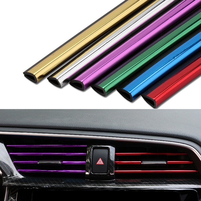 10 Pcs Strip Decal Warna Chrome Untuk Dekorasi Kisikisi Ac Dan Dashboard Mobil