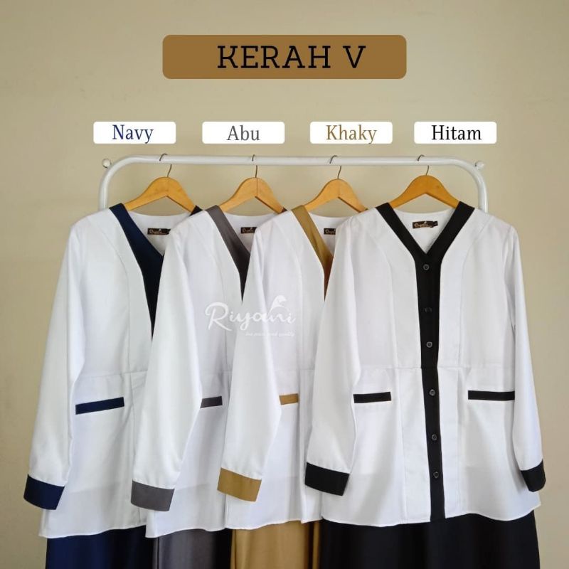 gamis kerja krah V/seragam kerja wanita/gamis kerja/ seragam kerja