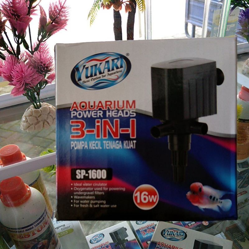 Pompa Celup yukari Aerator SP-1600 3 in1 16 Watt, Aquarium Power Heads Tenaga kuat