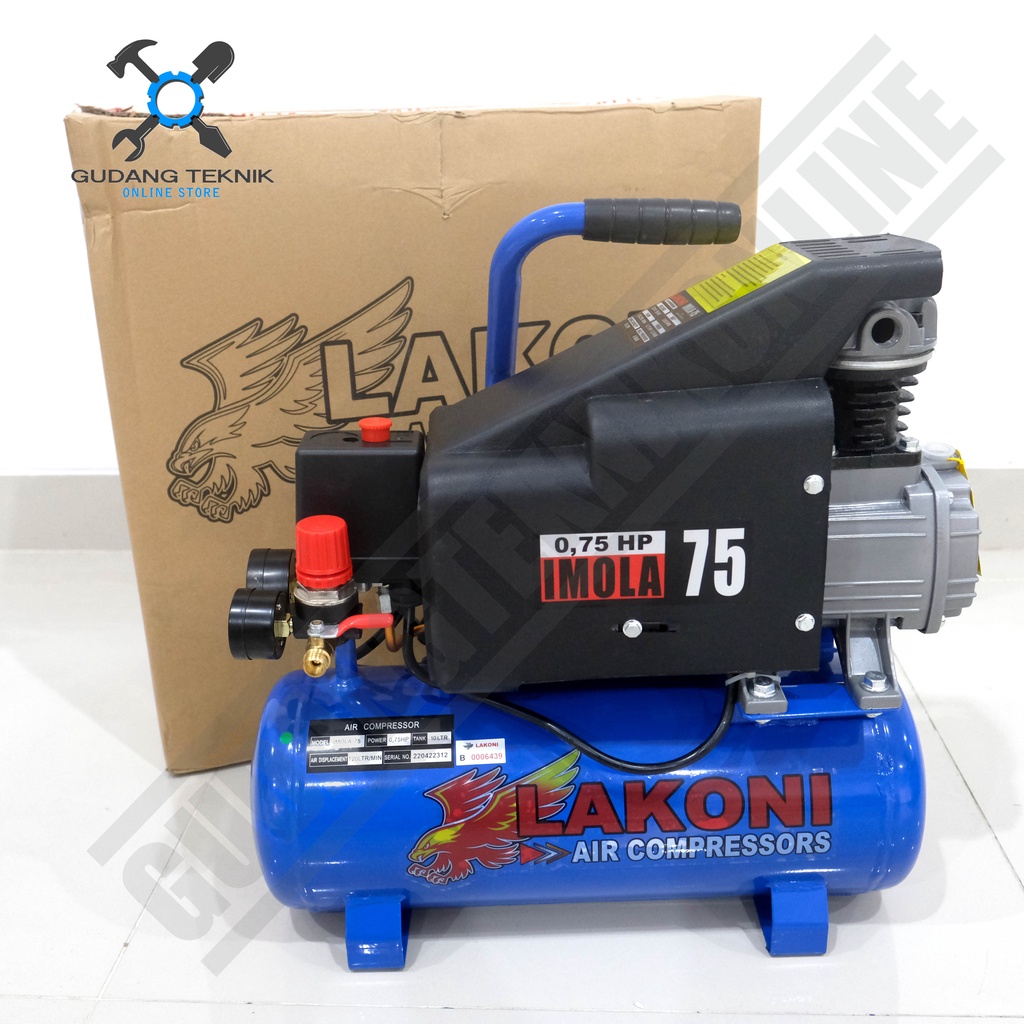 Kompresor Angin 0.75HP LAKONI IMOLA 75 / Air Compressor 3/4Hp 10L 75 - Compressor Portabel LAKONI