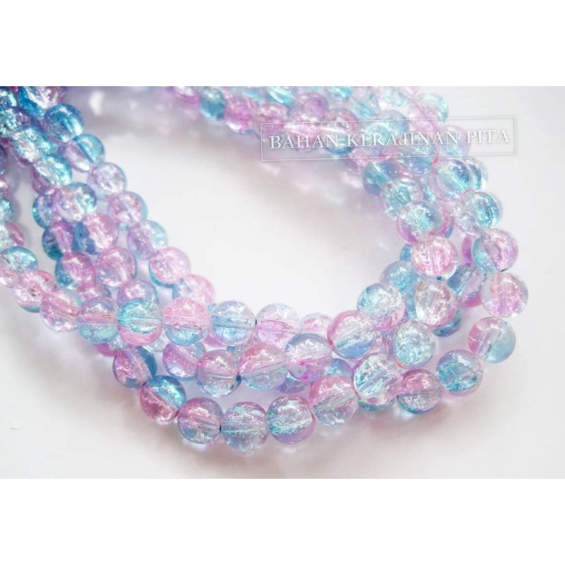 monte kaca sembur / Glass beads 2 tone bluepink 8mm